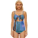 Artwork Outdoors Night Trees Setting Scene Forest Woods Light Moonlight Nature Knot Front One-Piece Swimsuit View1