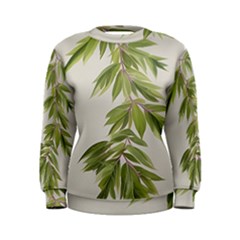 Watercolor Leaves Branch Nature Plant Growing Still Life Botanical Study Women s Sweatshirt