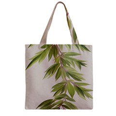 Watercolor Leaves Branch Nature Plant Growing Still Life Botanical Study Zipper Grocery Tote Bag