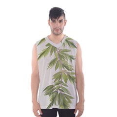 Watercolor Leaves Branch Nature Plant Growing Still Life Botanical Study Men s Basketball Tank Top