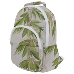 Watercolor Leaves Branch Nature Plant Growing Still Life Botanical Study Rounded Multi Pocket Backpack by Posterlux