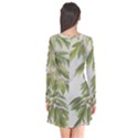 Watercolor Leaves Branch Nature Plant Growing Still Life Botanical Study Long Sleeve V-neck Flare Dress View2