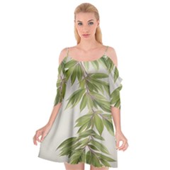 Watercolor Leaves Branch Nature Plant Growing Still Life Botanical Study Cutout Spaghetti Strap Chiffon Dress