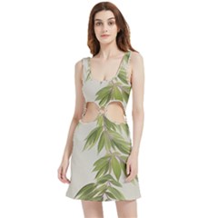 Watercolor Leaves Branch Nature Plant Growing Still Life Botanical Study Velour Cutout Dress by Posterlux