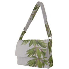 Watercolor Leaves Branch Nature Plant Growing Still Life Botanical Study Full Print Messenger Bag (s)