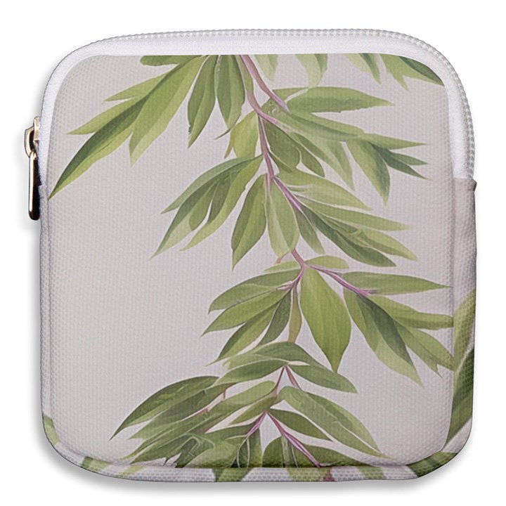 Watercolor Leaves Branch Nature Plant Growing Still Life Botanical Study Mini Square Pouch