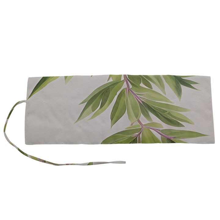 Watercolor Leaves Branch Nature Plant Growing Still Life Botanical Study Roll Up Canvas Pencil Holder (S)