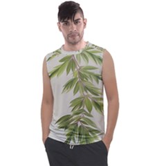 Watercolor Leaves Branch Nature Plant Growing Still Life Botanical Study Men s Regular Tank Top by Posterlux