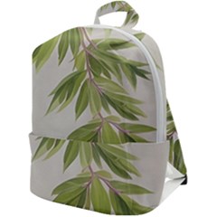 Watercolor Leaves Branch Nature Plant Growing Still Life Botanical Study Zip Up Backpack by Posterlux