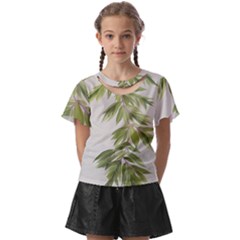 Watercolor Leaves Branch Nature Plant Growing Still Life Botanical Study Kids  Front Cut T-shirt by Posterlux