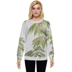 Watercolor Leaves Branch Nature Plant Growing Still Life Botanical Study Hidden Pocket Sweatshirt