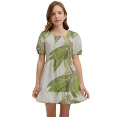 Watercolor Leaves Branch Nature Plant Growing Still Life Botanical Study Kids  Short Sleeve Dolly Dress