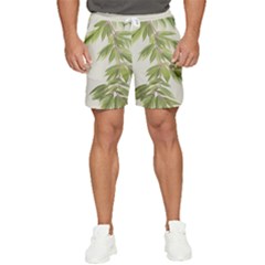 Watercolor Leaves Branch Nature Plant Growing Still Life Botanical Study Men s Runner Shorts by Posterlux