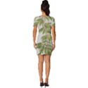 Watercolor Leaves Branch Nature Plant Growing Still Life Botanical Study Fitted Knot Split End Bodycon Dress View4