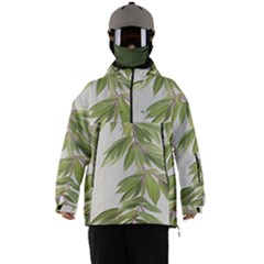 Watercolor Leaves Branch Nature Plant Growing Still Life Botanical Study Men s Ski And Snowboard Waterproof Breathable Jacket