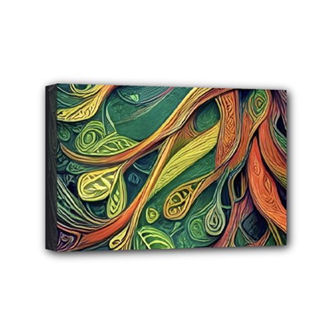 Outdoors Night Setting Scene Forest Woods Light Moonlight Nature Wilderness Leaves Branches Abstract Mini Canvas 6  X 4  (stretched)