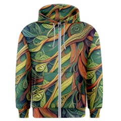 Outdoors Night Setting Scene Forest Woods Light Moonlight Nature Wilderness Leaves Branches Abstract Men s Zipper Hoodie by Posterlux