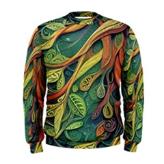 Outdoors Night Setting Scene Forest Woods Light Moonlight Nature Wilderness Leaves Branches Abstract Men s Sweatshirt by Posterlux