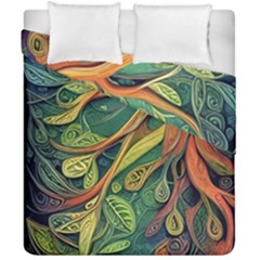 Outdoors Night Setting Scene Forest Woods Light Moonlight Nature Wilderness Leaves Branches Abstract Duvet Cover Double Side (california King Size) by Posterlux