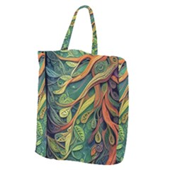 Outdoors Night Setting Scene Forest Woods Light Moonlight Nature Wilderness Leaves Branches Abstract Giant Grocery Tote by Posterlux