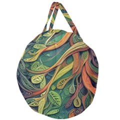 Outdoors Night Setting Scene Forest Woods Light Moonlight Nature Wilderness Leaves Branches Abstract Giant Round Zipper Tote