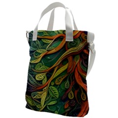 Outdoors Night Setting Scene Forest Woods Light Moonlight Nature Wilderness Leaves Branches Abstract Canvas Messenger Bag by Posterlux