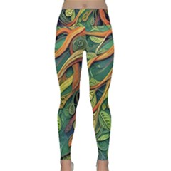 Outdoors Night Setting Scene Forest Woods Light Moonlight Nature Wilderness Leaves Branches Abstract Lightweight Velour Classic Yoga Leggings by Posterlux