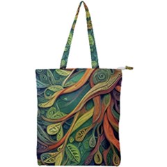 Outdoors Night Setting Scene Forest Woods Light Moonlight Nature Wilderness Leaves Branches Abstract Double Zip Up Tote Bag by Posterlux