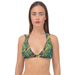 Outdoors Night Setting Scene Forest Woods Light Moonlight Nature Wilderness Leaves Branches Abstract Double Strap Halter Bikini Top by Posterlux