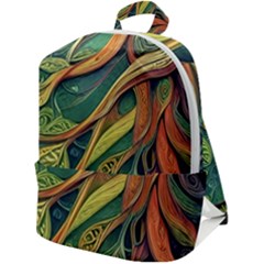 Outdoors Night Setting Scene Forest Woods Light Moonlight Nature Wilderness Leaves Branches Abstract Zip Up Backpack by Posterlux