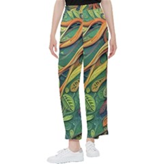 Outdoors Night Setting Scene Forest Woods Light Moonlight Nature Wilderness Leaves Branches Abstract Women s Pants  by Posterlux