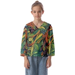 Outdoors Night Setting Scene Forest Woods Light Moonlight Nature Wilderness Leaves Branches Abstract Kids  Sailor Shirt by Posterlux