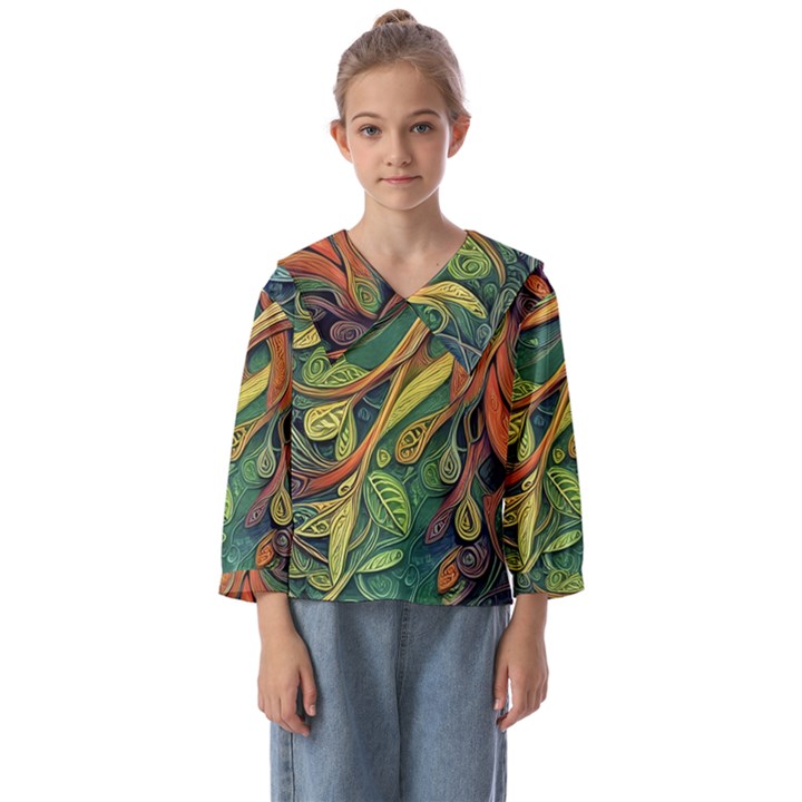 Outdoors Night Setting Scene Forest Woods Light Moonlight Nature Wilderness Leaves Branches Abstract Kids  Sailor Shirt