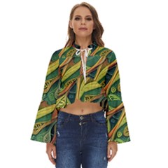 Outdoors Night Setting Scene Forest Woods Light Moonlight Nature Wilderness Leaves Branches Abstract Boho Long Bell Sleeve Top