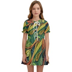 Outdoors Night Setting Scene Forest Woods Light Moonlight Nature Wilderness Leaves Branches Abstract Kids  Sweet Collar Dress