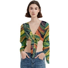 Outdoors Night Setting Scene Forest Woods Light Moonlight Nature Wilderness Leaves Branches Abstract Trumpet Sleeve Cropped Top