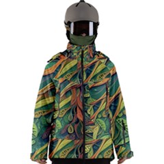 Outdoors Night Setting Scene Forest Woods Light Moonlight Nature Wilderness Leaves Branches Abstract Men s Zip Ski And Snowboard Waterproof Breathable Jacket