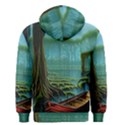 Boat Canoe Swamp Bayou Roots Moss Log Nature Scene Landscape Water Lake Setting Abandoned Rowboat Fi Men s Zipper Hoodie View2