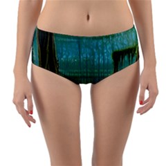 Boat Canoe Swamp Bayou Roots Moss Log Nature Scene Landscape Water Lake Setting Abandoned Rowboat Fi Reversible Mid-waist Bikini Bottoms