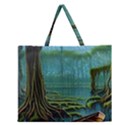 Boat Canoe Swamp Bayou Roots Moss Log Nature Scene Landscape Water Lake Setting Abandoned Rowboat Fi Zipper Large Tote Bag View1