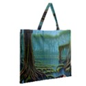 Boat Canoe Swamp Bayou Roots Moss Log Nature Scene Landscape Water Lake Setting Abandoned Rowboat Fi Zipper Large Tote Bag View2