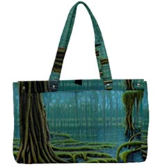 Boat Canoe Swamp Bayou Roots Moss Log Nature Scene Landscape Water Lake Setting Abandoned Rowboat Fi Canvas Work Bag by Posterlux