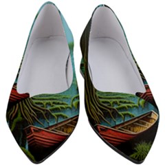 Boat Canoe Swamp Bayou Roots Moss Log Nature Scene Landscape Water Lake Setting Abandoned Rowboat Fi Women s Block Heels  by Posterlux