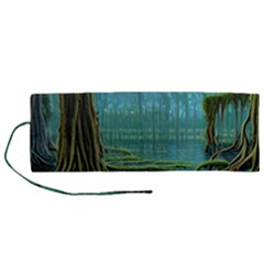 Boat Canoe Swamp Bayou Roots Moss Log Nature Scene Landscape Water Lake Setting Abandoned Rowboat Fi Roll Up Canvas Pencil Holder (m) by Posterlux