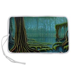 Boat Canoe Swamp Bayou Roots Moss Log Nature Scene Landscape Water Lake Setting Abandoned Rowboat Fi Pen Storage Case (l) by Posterlux