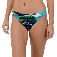 Pine Moon Tree Landscape Nature Scene Stars Setting Night Midnight Full Moon Band Bikini Bottoms by Posterlux