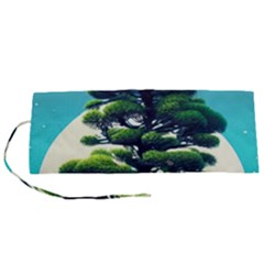 Pine Moon Tree Landscape Nature Scene Stars Setting Night Midnight Full Moon Roll Up Canvas Pencil Holder (s) by Posterlux