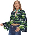 Pine Moon Tree Landscape Nature Scene Stars Setting Night Midnight Full Moon Boho Long Bell Sleeve Top View2