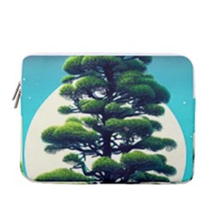 Pine Moon Tree Landscape Nature Scene Stars Setting Night Midnight Full Moon 13  Vertical Laptop Sleeve Case With Pocket by Posterlux