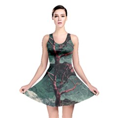 Night Sky Nature Tree Night Landscape Forest Galaxy Fantasy Dark Sky Planet Reversible Skater Dress by Posterlux